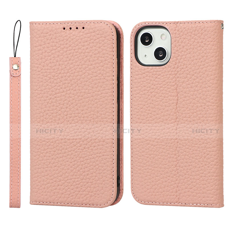 Funda de Cuero Cartera con Soporte Carcasa L10 para Apple iPhone 13 Oro Rosa