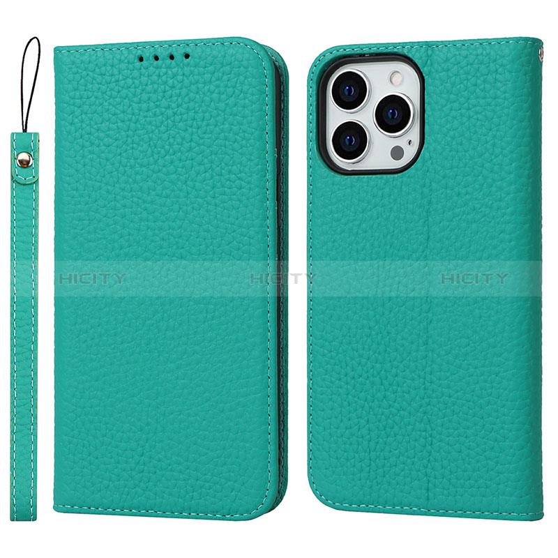 Funda de Cuero Cartera con Soporte Carcasa L10 para Apple iPhone 14 Pro Verde