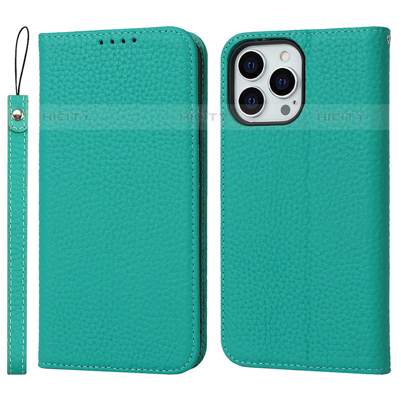 Funda de Cuero Cartera con Soporte Carcasa L10 para Apple iPhone 15 Pro Verde