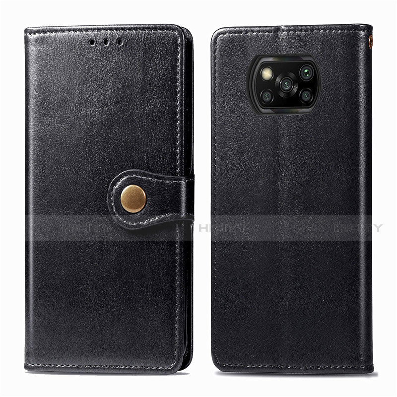 Funda de Cuero Cartera con Soporte Carcasa L10 para Xiaomi Poco X3 Negro