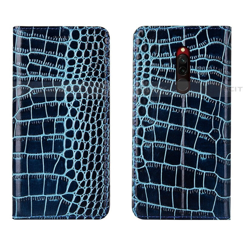 Funda de Cuero Cartera con Soporte Carcasa L10 para Xiaomi Redmi 8 Azul