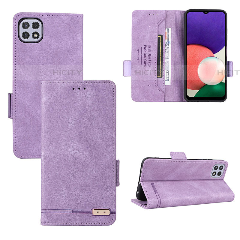 Funda de Cuero Cartera con Soporte Carcasa L10Z para Samsung Galaxy F42 5G Morado