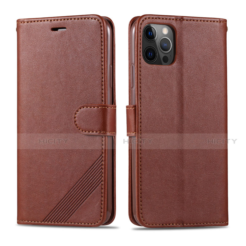 Funda de Cuero Cartera con Soporte Carcasa L11 para Apple iPhone 12 Pro Marron