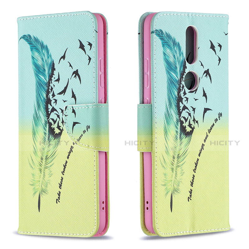 Funda de Cuero Cartera con Soporte Carcasa L11 para Nokia 2.4 Menta Verde