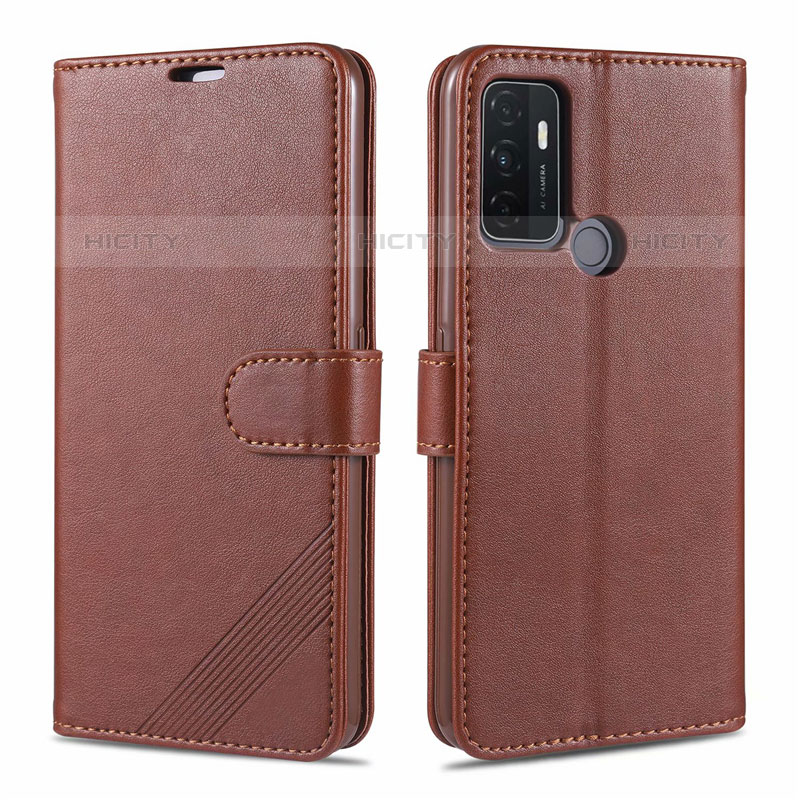 Funda de Cuero Cartera con Soporte Carcasa L11 para Oppo A11s Marron