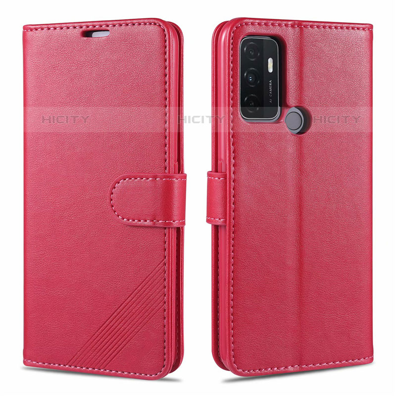 Funda de Cuero Cartera con Soporte Carcasa L11 para Oppo A11s Rojo