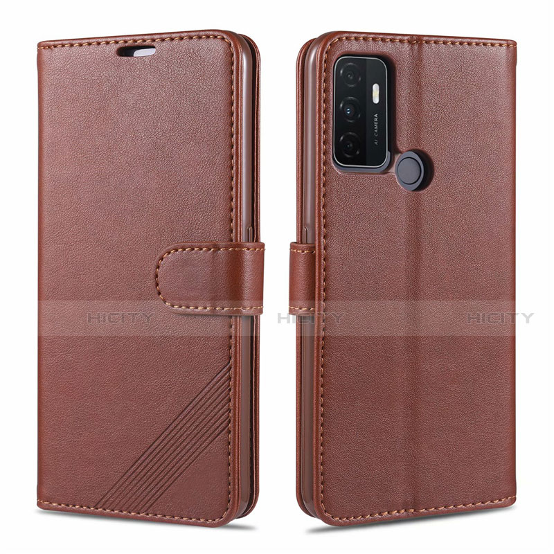 Funda de Cuero Cartera con Soporte Carcasa L11 para Oppo A53s Marron