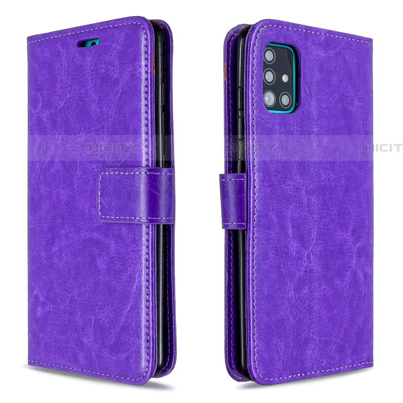 Funda de Cuero Cartera con Soporte Carcasa L11 para Samsung Galaxy A51 5G Morado