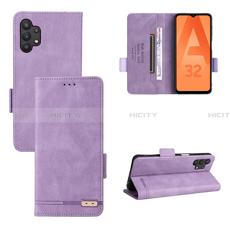 Funda de Cuero Cartera con Soporte Carcasa L11Z para Samsung Galaxy A32 5G Morado