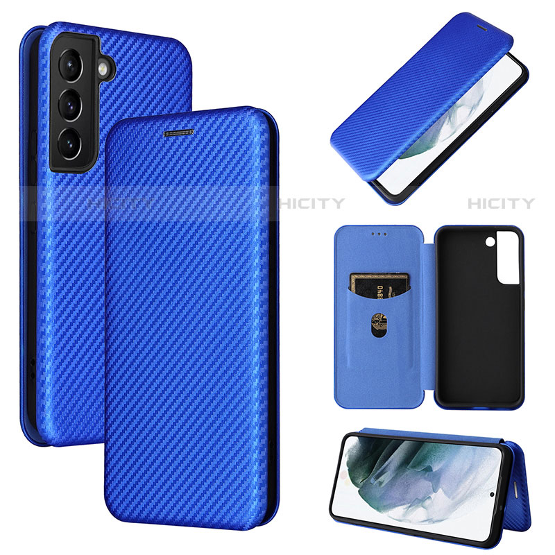 Funda de Cuero Cartera con Soporte Carcasa L11Z para Samsung Galaxy S21 Plus 5G Azul