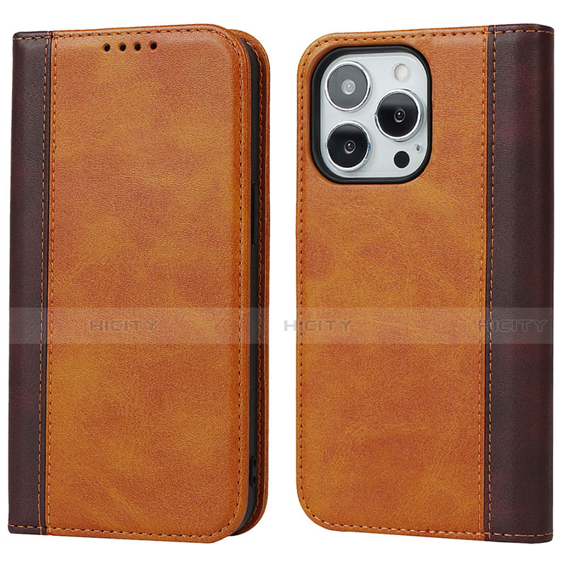 Funda de Cuero Cartera con Soporte Carcasa L12 para Apple iPhone 13 Pro Max Marron