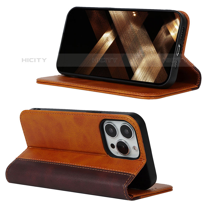 Funda de Cuero Cartera con Soporte Carcasa L12 para Apple iPhone 15 Pro