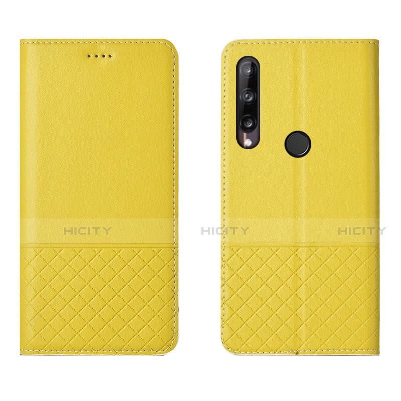 Funda de Cuero Cartera con Soporte Carcasa L12 para Huawei Honor 9C Amarillo