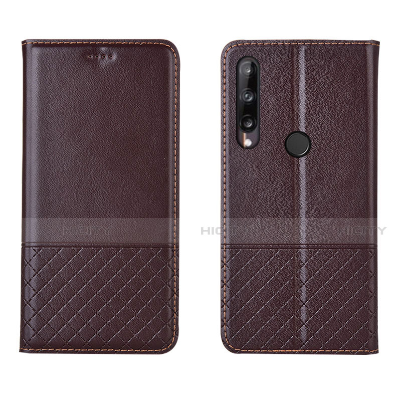 Funda de Cuero Cartera con Soporte Carcasa L12 para Huawei Honor 9C Marron