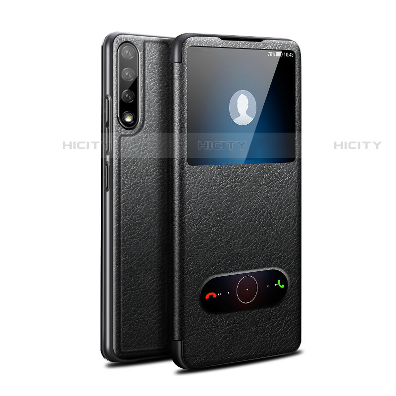 Funda de Cuero Cartera con Soporte Carcasa L12 para Huawei P smart S Negro