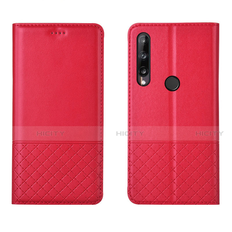 Funda de Cuero Cartera con Soporte Carcasa L12 para Huawei P40 Lite E Rojo