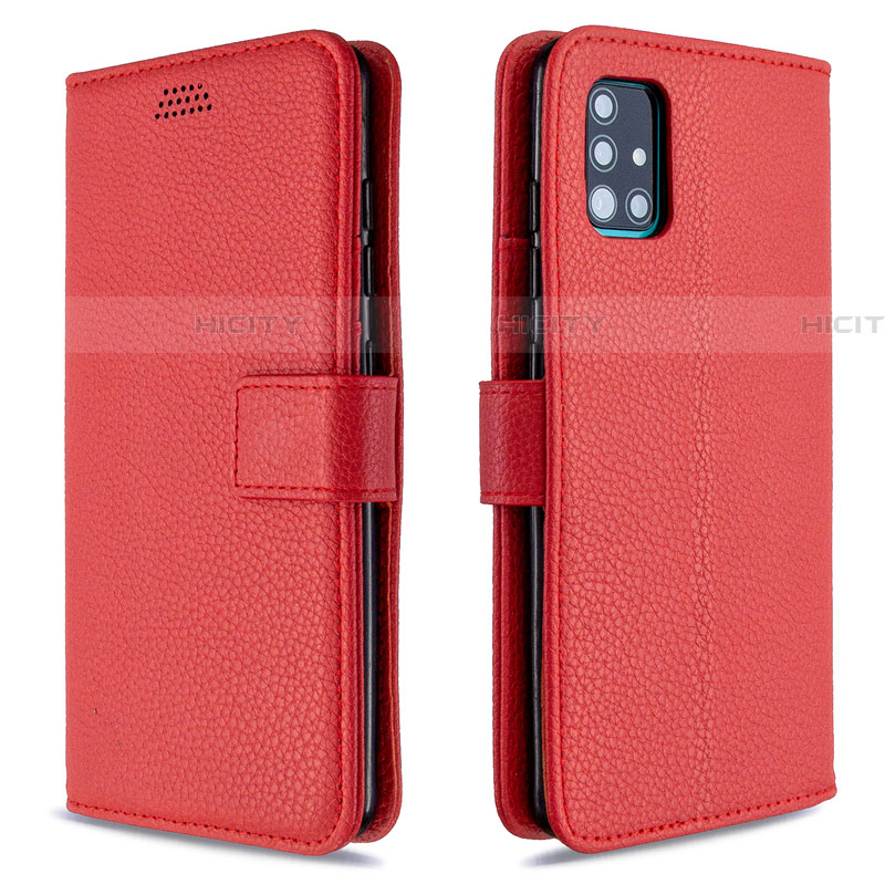 Funda de Cuero Cartera con Soporte Carcasa L12 para Samsung Galaxy A51 5G Rojo