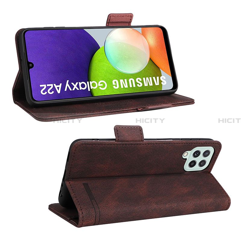 Funda de Cuero Cartera con Soporte Carcasa L12Z para Samsung Galaxy A22 4G Marron