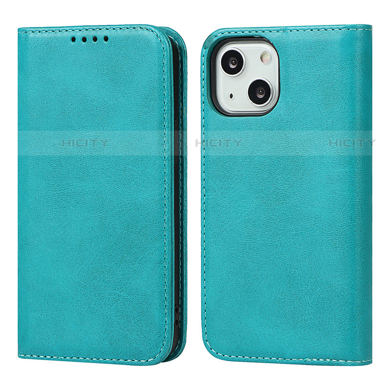 Funda de Cuero Cartera con Soporte Carcasa L14 para Apple iPhone 14 Azul Cielo