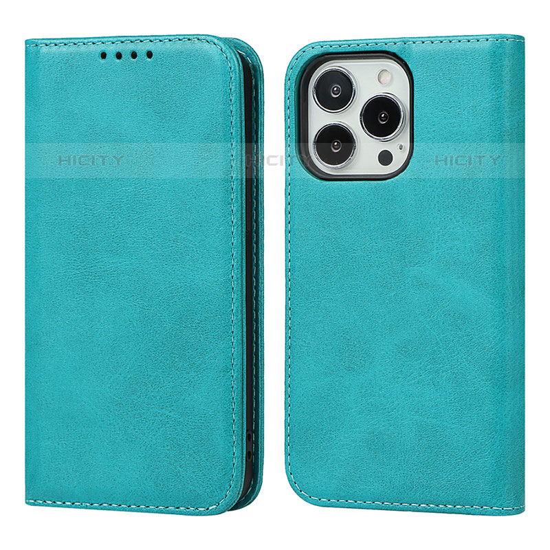 Funda de Cuero Cartera con Soporte Carcasa L14 para Apple iPhone 15 Pro Azul Cielo