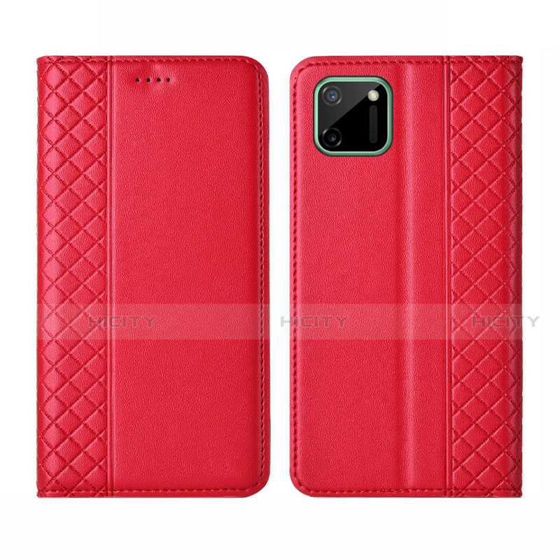 Funda de Cuero Cartera con Soporte Carcasa L14 para Realme C11 Rojo