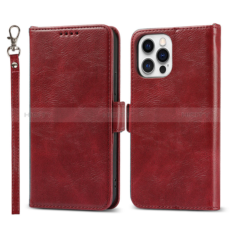 Funda de Cuero Cartera con Soporte Carcasa L15 para Apple iPhone 15 Pro Max Rojo