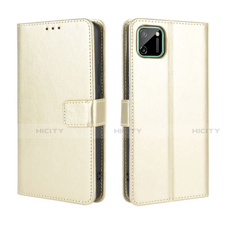 Funda de Cuero Cartera con Soporte Carcasa L15 para Realme C11 Oro