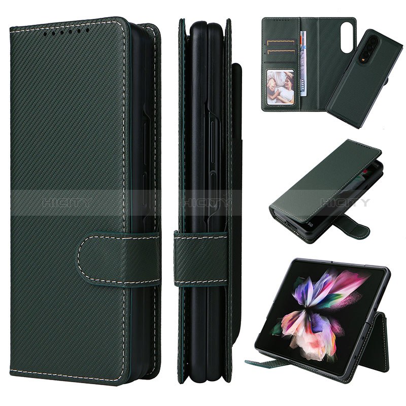 Funda de Cuero Cartera con Soporte Carcasa L15Z para Samsung Galaxy Z Fold3 5G