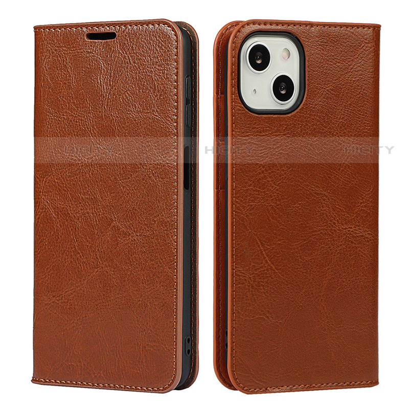 Funda de Cuero Cartera con Soporte Carcasa L17 para Apple iPhone 13 Marron Claro