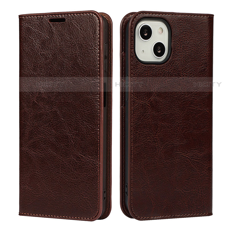 Funda de Cuero Cartera con Soporte Carcasa L17 para Apple iPhone 13 Mini Marron