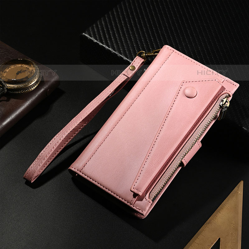 Funda de Cuero Cartera con Soporte Carcasa L17 para Apple iPhone 15 Pro Oro Rosa