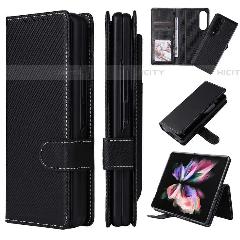 Funda de Cuero Cartera con Soporte Carcasa L17Z para Samsung Galaxy Z Fold4 5G Negro