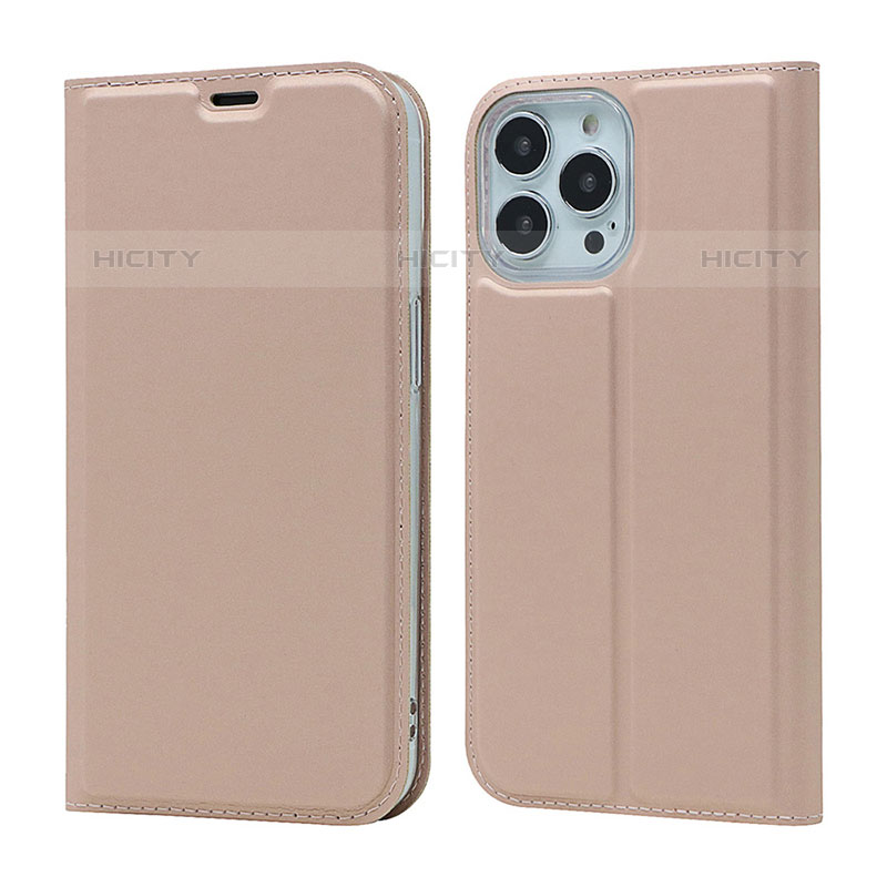 Funda de Cuero Cartera con Soporte Carcasa L18 para Apple iPhone 15 Pro Oro Rosa