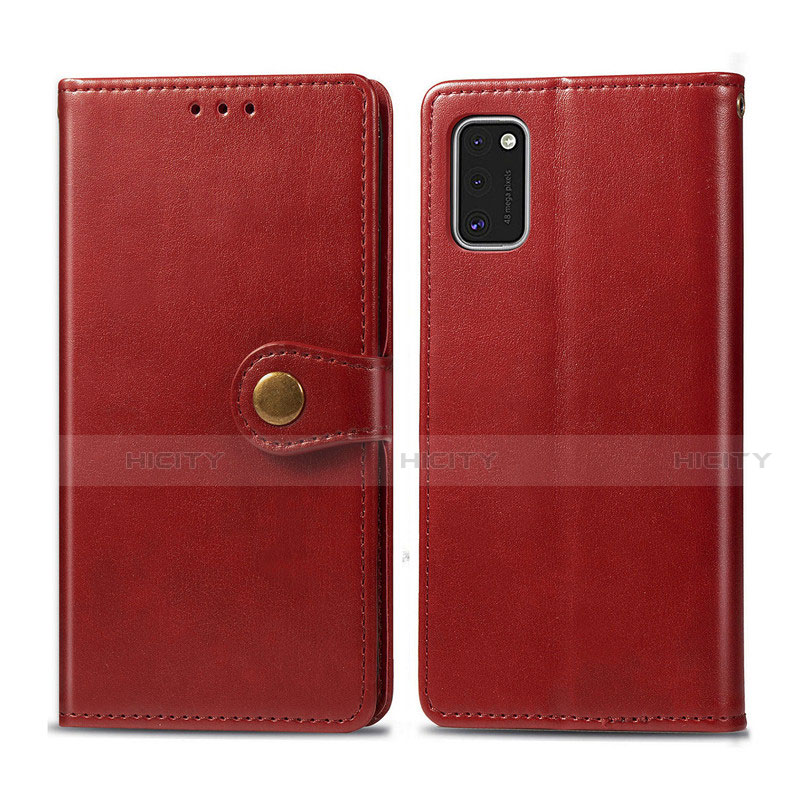 Funda de Cuero Cartera con Soporte Carcasa L18 para Samsung Galaxy A41 Rojo