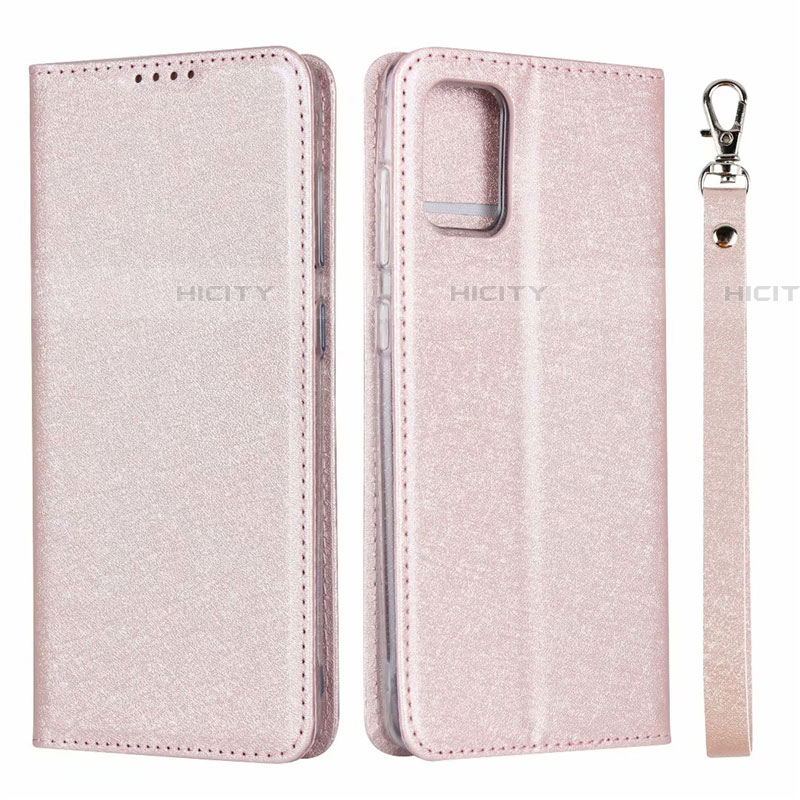 Funda de Cuero Cartera con Soporte Carcasa L18 para Samsung Galaxy A51 5G Oro Rosa