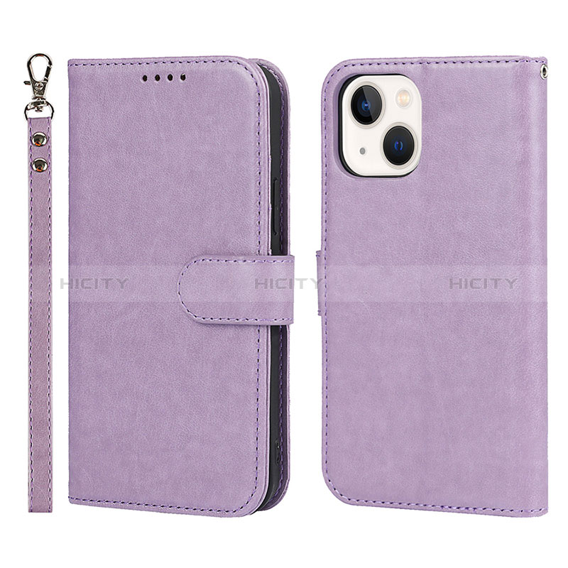 Funda de Cuero Cartera con Soporte Carcasa L19 para Apple iPhone 15 Plus Purpura Claro