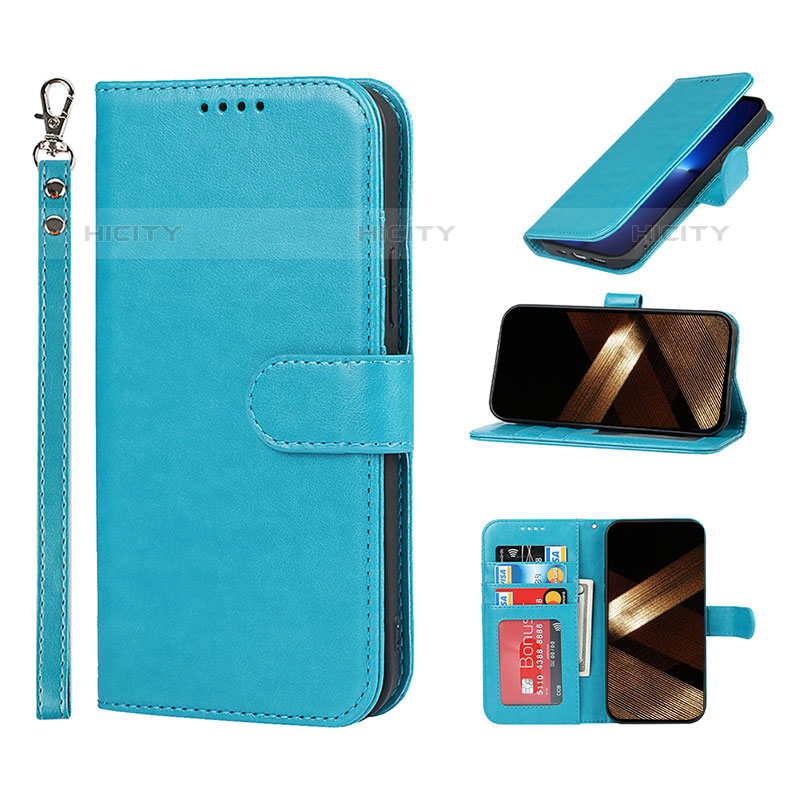 Funda de Cuero Cartera con Soporte Carcasa L19 para Apple iPhone 15 Pro Azul Cielo