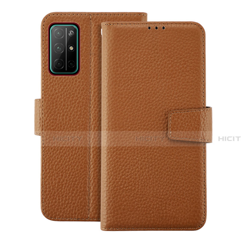 Funda de Cuero Cartera con Soporte Carcasa L19 para Huawei Honor 30S Marron