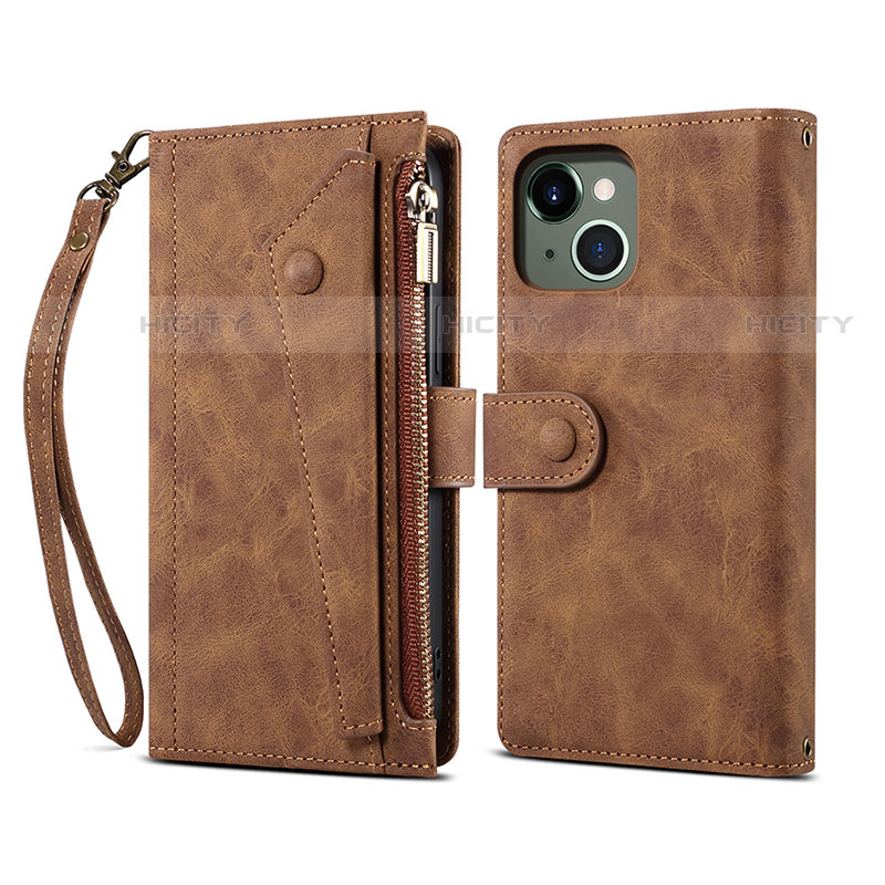 Funda de Cuero Cartera con Soporte Carcasa L20 para Apple iPhone 13 Marron