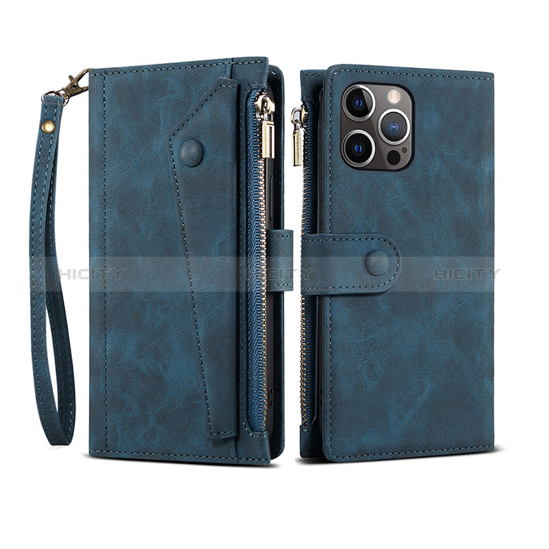 Funda de Cuero Cartera con Soporte Carcasa L20 para Apple iPhone 14 Pro Max Azul