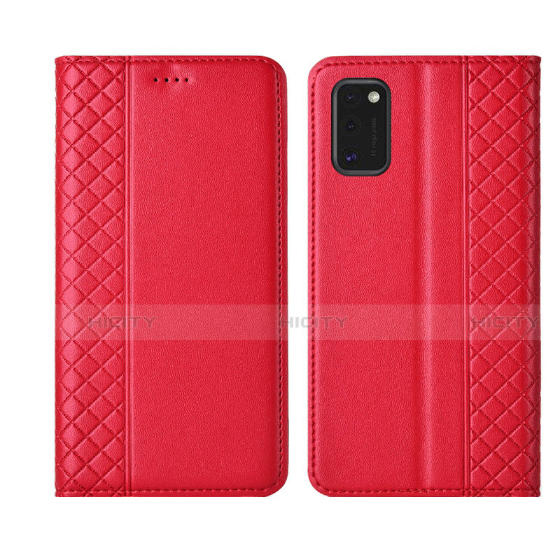 Funda de Cuero Cartera con Soporte Carcasa L21 para Samsung Galaxy A41 Rojo