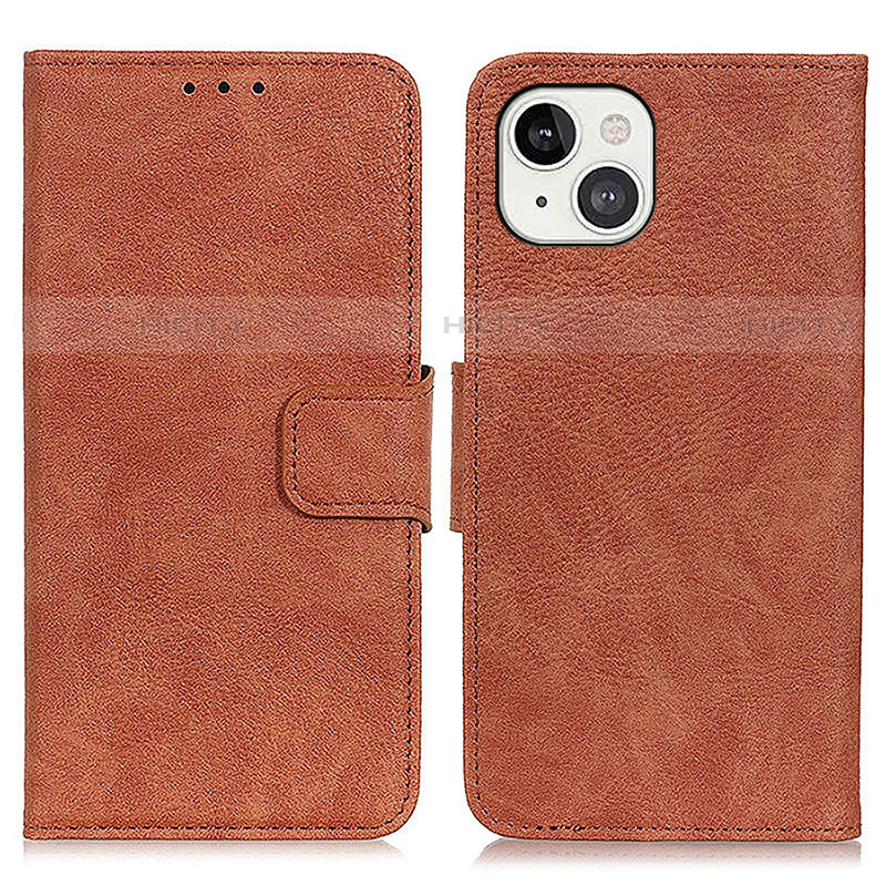 Funda de Cuero Cartera con Soporte Carcasa L27 para Apple iPhone 14 Marron