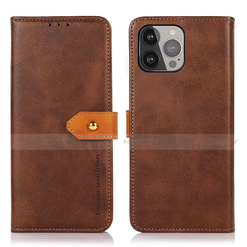 Funda de Cuero Cartera con Soporte Carcasa L29 para Apple iPhone 13 Pro Marron