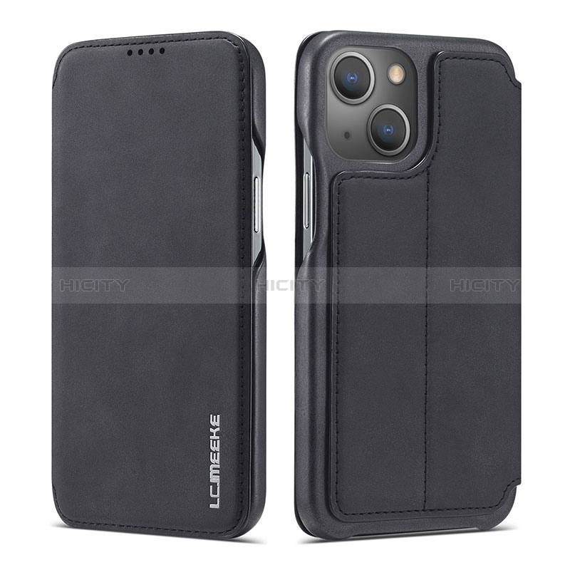 Funda de Cuero Cartera con Soporte Carcasa LC1 para Apple iPhone 13 Negro