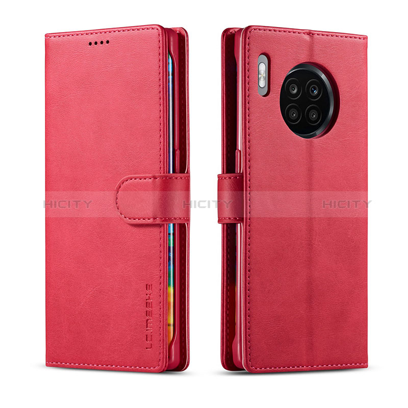 Funda de Cuero Cartera con Soporte Carcasa LC1 para Huawei Honor 50 Lite Rosa Roja