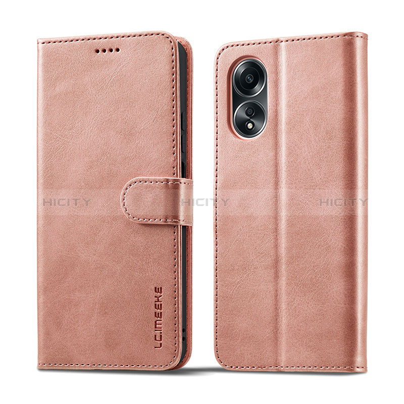 Funda de Cuero Cartera con Soporte Carcasa LC1 para Oppo A18 Rosa