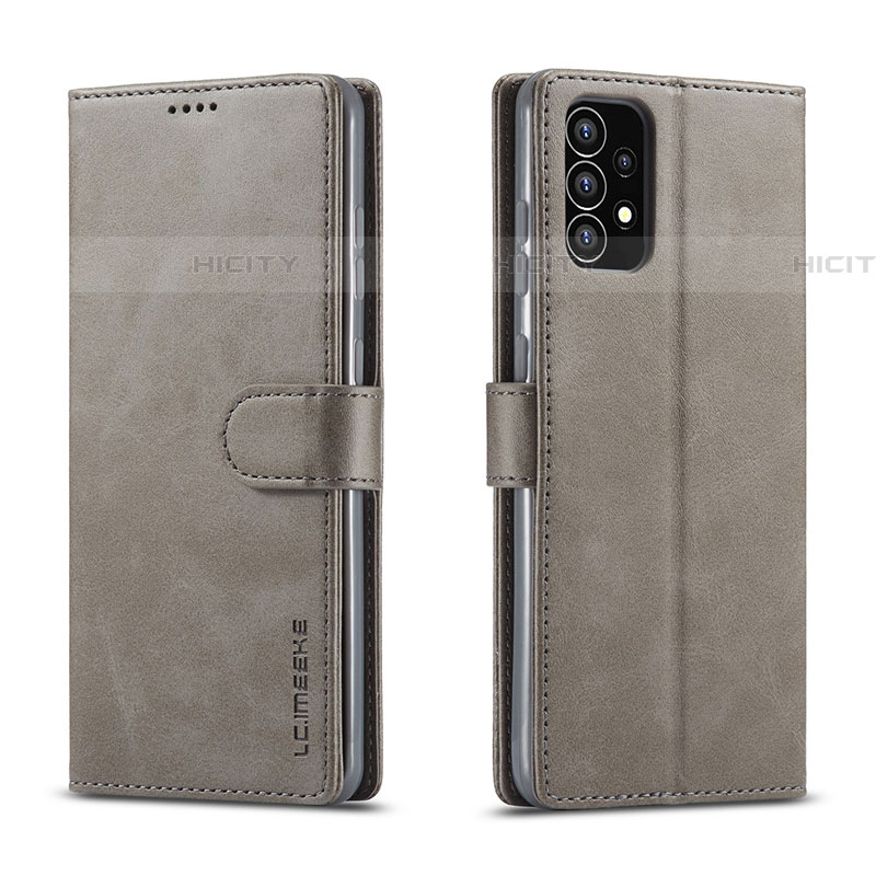 Funda de Cuero Cartera con Soporte Carcasa LC1 para Samsung Galaxy A53 5G Gris