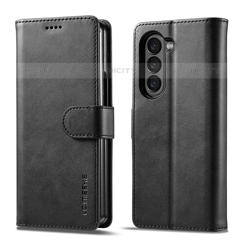 Funda de Cuero Cartera con Soporte Carcasa LC1 para Samsung Galaxy Z Fold5 5G Negro