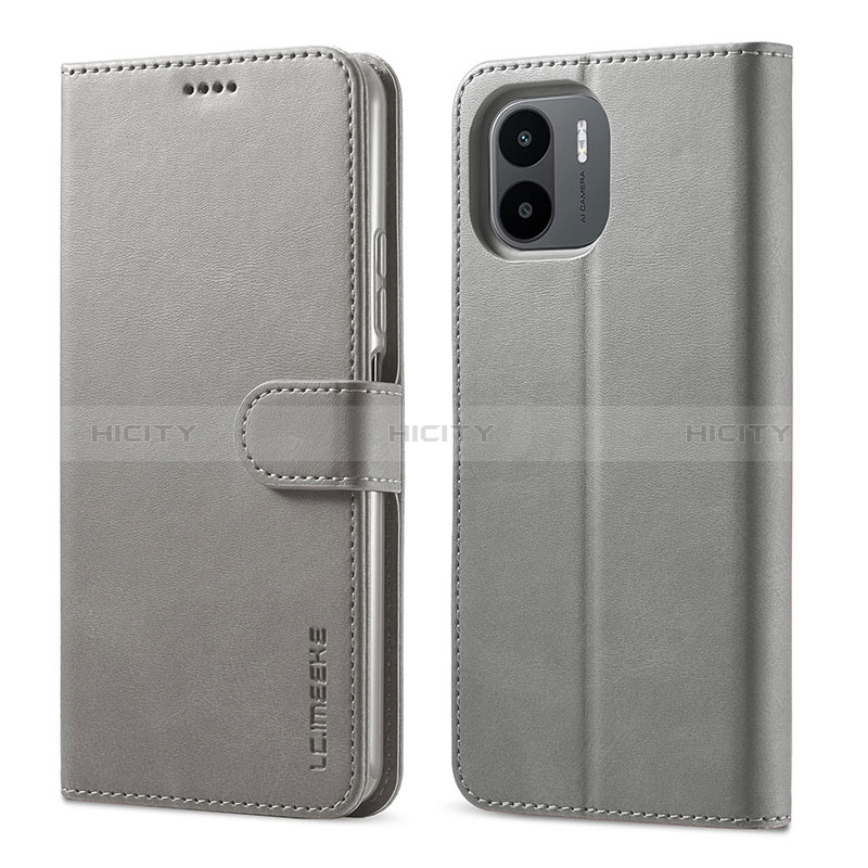 Funda de Cuero Cartera con Soporte Carcasa LC1 para Xiaomi Poco C51 Gris