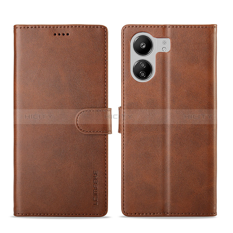 Funda de Cuero Cartera con Soporte Carcasa LC1 para Xiaomi Poco C65 Marron